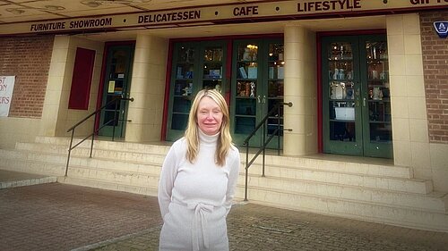 Cllr Mell Allcott Cllr Allcott in front of the iconic Northwick Cinema